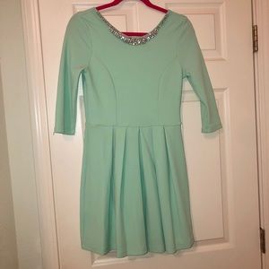 Cute Mint Dress with Rhinestones - Medium